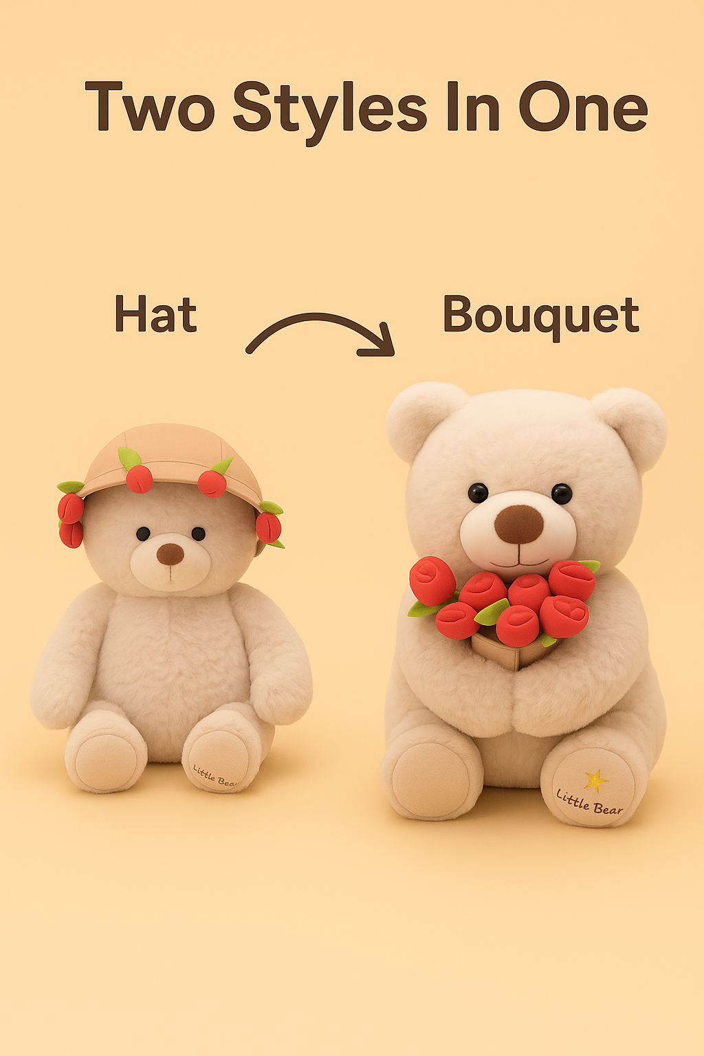 Luvv bear™ Convertible Teddy with Flower Bouquet